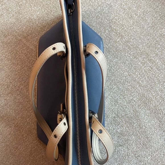 Coach Cadet Blue & Ivory Leather Satchel - Picture 5 of 14